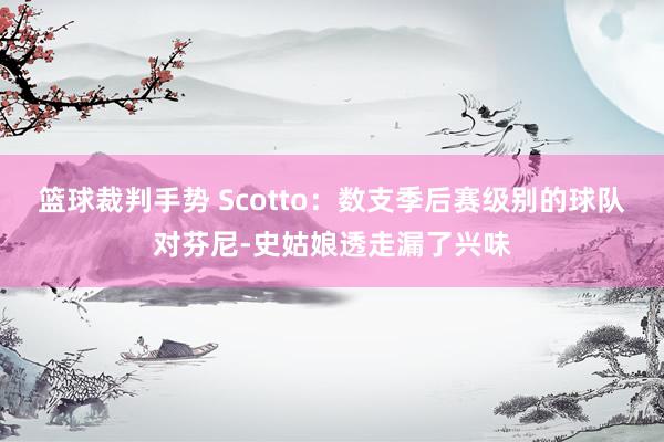 篮球裁判手势 Scotto：数支季后赛级别的球队对芬尼-史姑