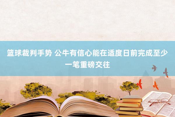 篮球裁判手势 公牛有信心能在适度日前完成至少一笔重磅交往