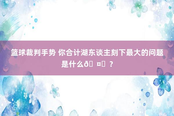 篮球裁判手势 你合计湖东谈主刻下最大的问题是什么🤔？