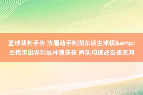 篮球裁判手势 浓眉动手判湖东谈主球权&兰德尔出界判丛