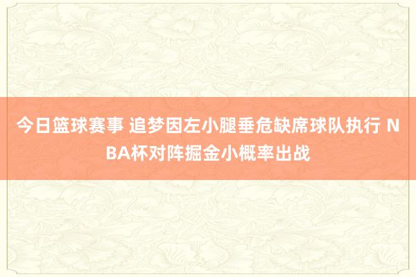 今日篮球赛事 追梦因左小腿垂危缺席球队执行 NBA杯对阵掘金